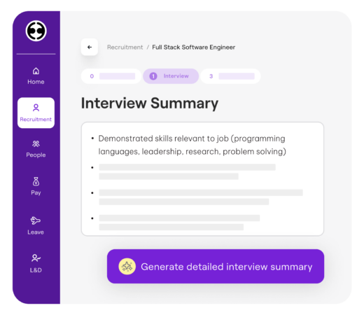 Illustration of an AI-powered interview summary interface