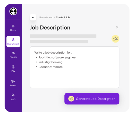 Illustration of an AI-powered job description generator interface.