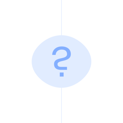 An illustration of a blue circle with a question mark in the center, representing inquiry or uncertainty
