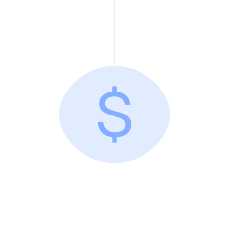 An illustration of a blue circle with a dollar sign in the center