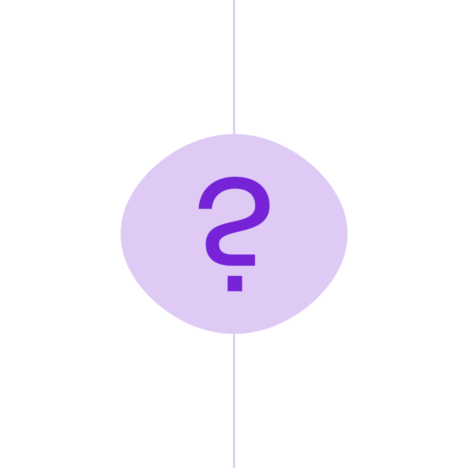 An illustration of a purple circle with a question mark in the center