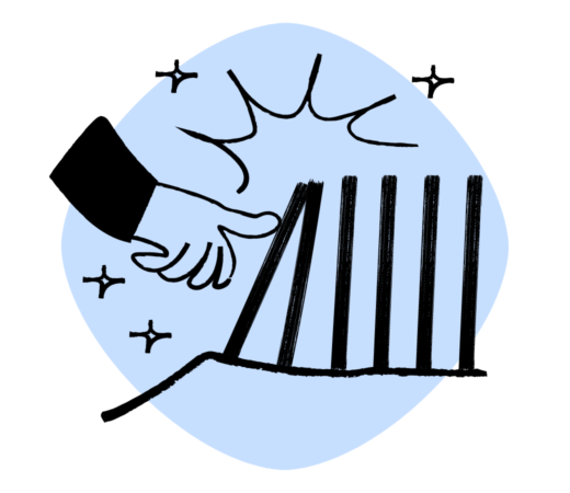An illustration of a hand and pushing over a bar in a bar graph