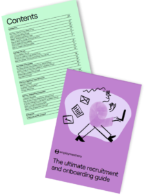 A guide from Employment Hero titled 'The ultimate recruitment and onboarding guide.'