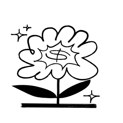 A flower with a dollar sign at its center