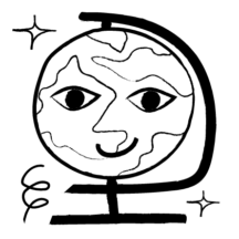 Graphic of a globe with a smiley face