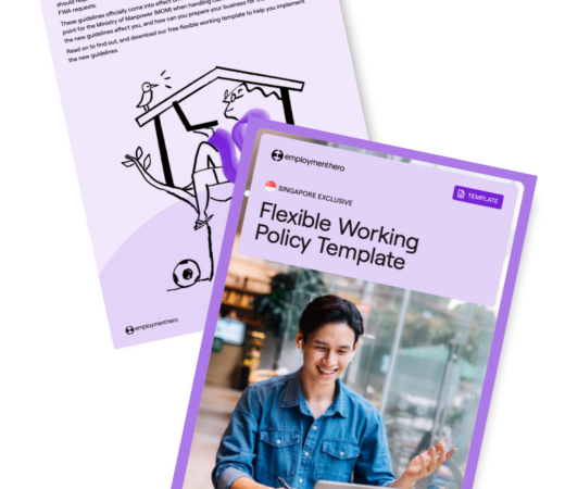 An image showcasing two documents for a 'Flexible Working Policy Template.'