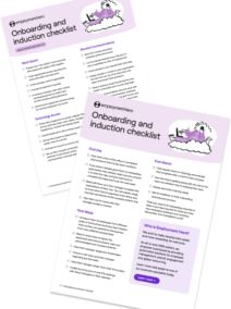 Two-page layout of the 'Onboarding and Induction Checklist