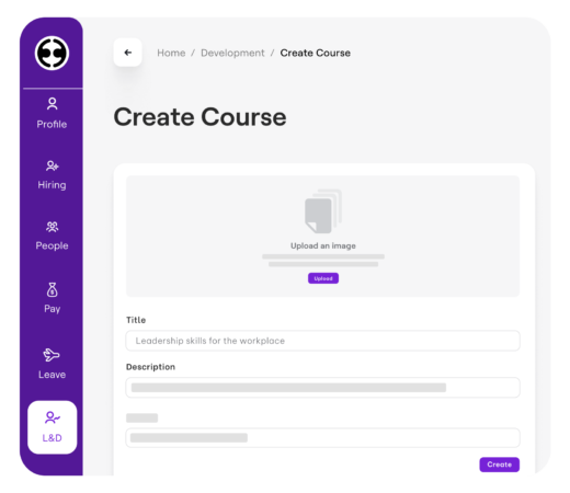 An image showing a "Create Course" interface in a learning management system