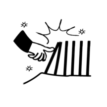 An illustration of a hand pushing forward on the bar graph
