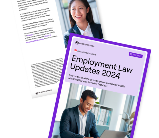 A preview of a guide titled 'Employment Law Updates 2024' by Employment Hero