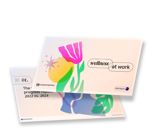 A two-page 'Wellness at Work' report mockup
